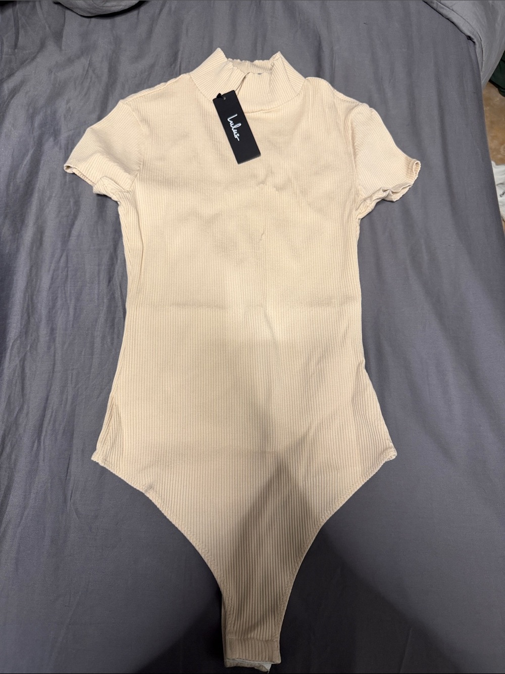 Cream Ribbed Mockneck Bodysuit